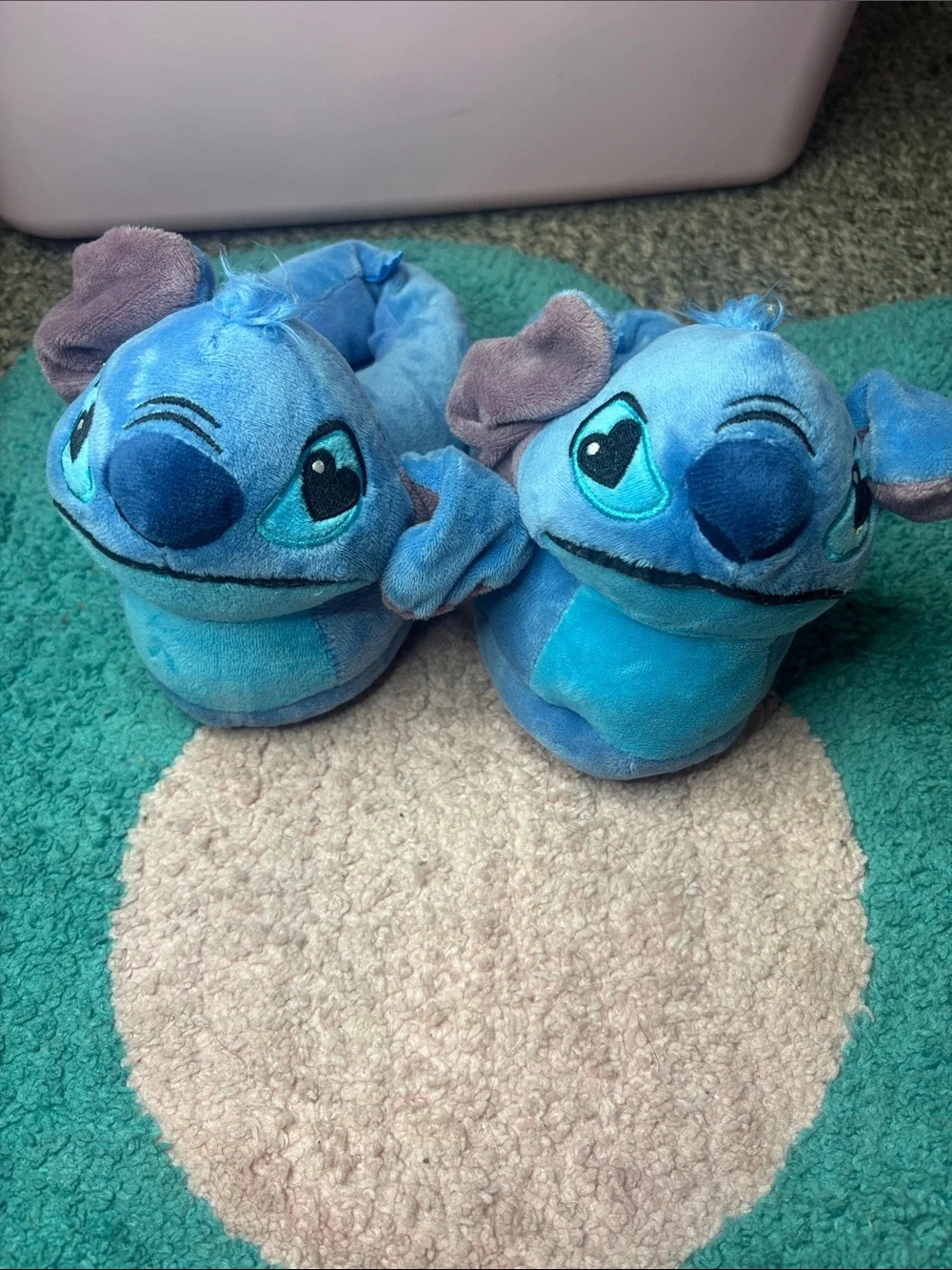 Blue Stitch Plush Slippers
